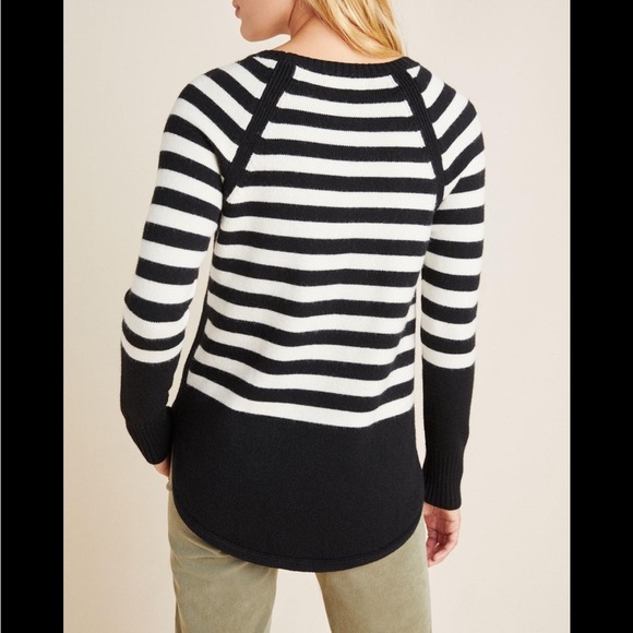 Anthropologie Rebekah Tunic Sweater Parisian Black and White Stripes Medium - Picture 2 of 9